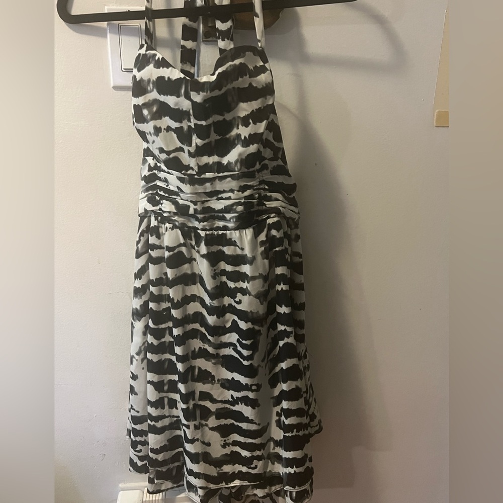 Guess Black and White Zebra Striped Halter Dress. - trendy animal print
